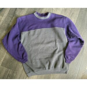 1990 Hanes Signature Collection Color Block Sweatshirt Purple, Gray Small Adult